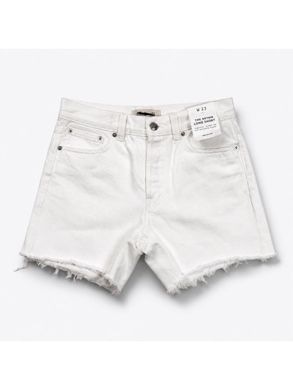 Madewell The Brynn Long Short Women’s 23 Pure White Rigid Denim Raw Hem NWT - Picture 16 of 16